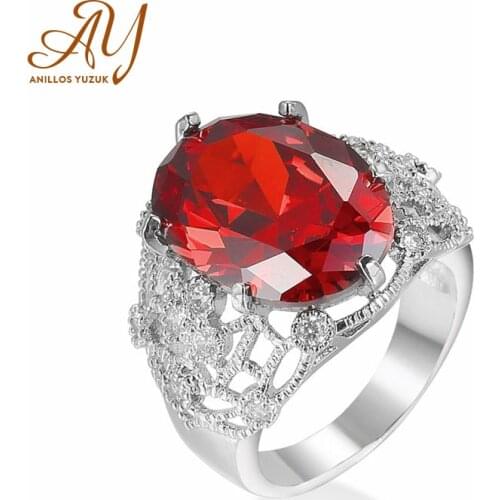 Anillos Yuzuk Brands Red Zircon Female Finger Rings Romantic 925 Sterling Silver Women Wedding Engagement Ring Fine Jewelry