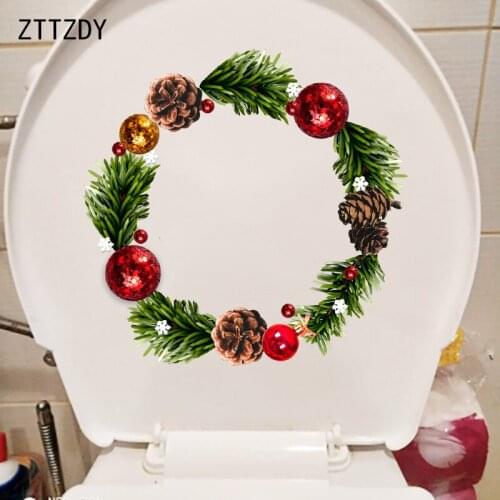 ZTTZDY 22.4×21.9CM Christmas Tree Branch Ring Creative Home Decoration Fashion Wall Stickers Toilet Decals T6-0119