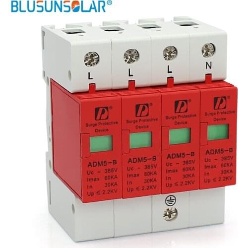 10 pieces / lot Standard Din Rail 35mm 4P (3P+N) 60KA 380V AC Household Low-voltage Anti-thunder SPD Surge Protective Device