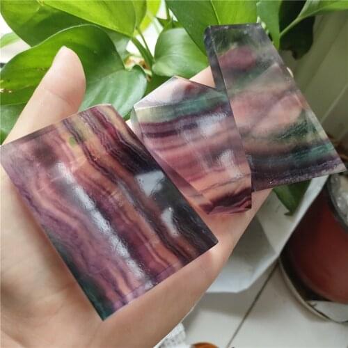 100% Natural Fluorite Tablets Quartz handmade Polished Crystal Colorful Rainbow Fluorite Stone For Home Decor Ornaments Reiki