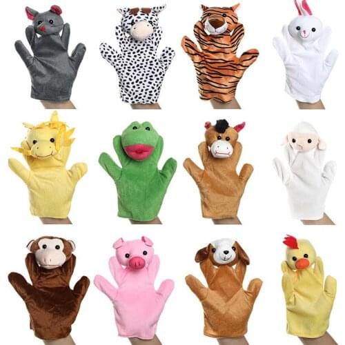 12pcs/lot Animals Hand Puppet 25cm Cute Stuffed Plush Toys Baby Educational Hand Puppets Pretend Telling Story Doll Kids Gifts