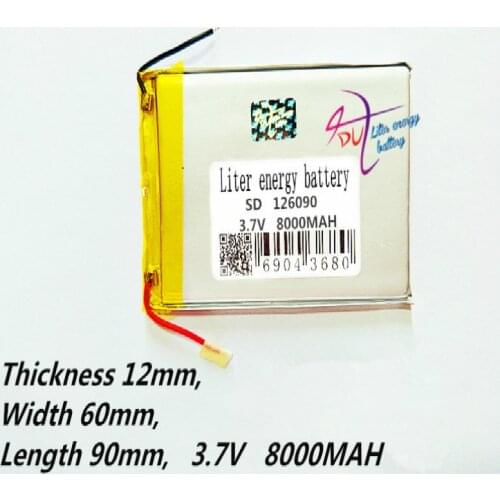 126090 3.7V 8000mAh PLIB 37wh polymer lithium ion battery / Li-ion battery for power bank;tablet pc,E BOOK,GPS