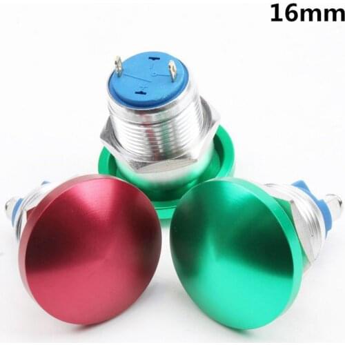 16mm momentary Metal Waterproof Alloy Push Button Switch mushroom pin or screw feet