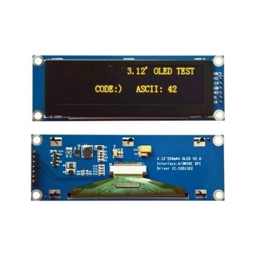 3.12 inch 7PIN SPI Yellow OLED Module SSD1322 Drive IC 256*64 STM32 C51