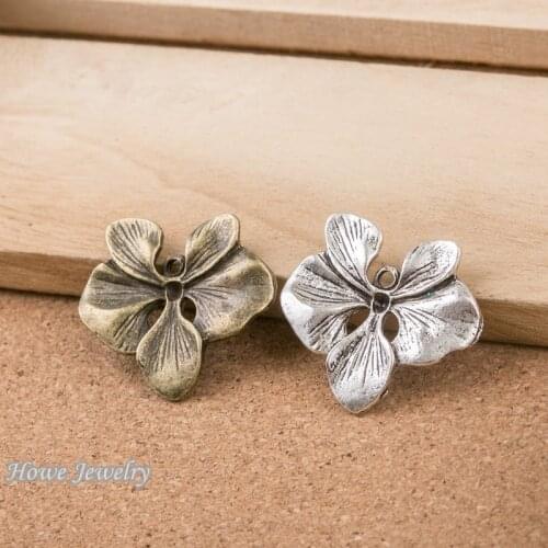 8pcs Vintage flower charm Fit earring Bracelets Necklace DIY Metal Jewelry Making D072