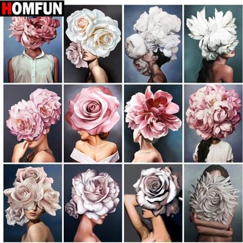 HOMFUN DIY Diamond Painting "Flower woman landscape" Full Drill Square Round Diamond Embroidery 5D Cross Stitch Decoration Home