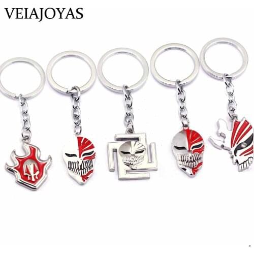 Anime BLEACH Keychain Blazing Skull Metal Key Chain Pendant Kurosaki Mask Car Bag Key Ring Holder Chaveiro for Women Men Jewelry