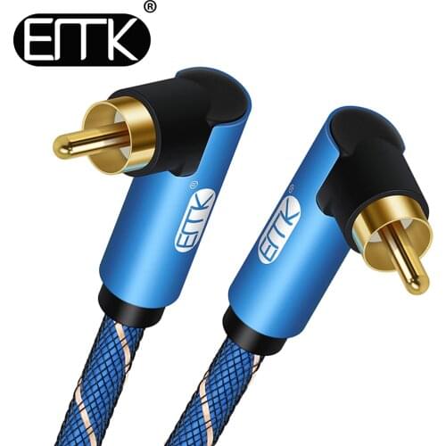 EMK Dual 90 Degree RCA to RCA Male to Male Audio Cable Gold-Plated Right Angle RCA Audio Cable for Home Theater DVD TV