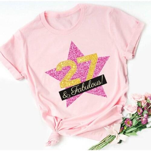 New summer style t shirt femme 21to37 years old birthday clothing for friends birthday gift party clothing highquality pink tops