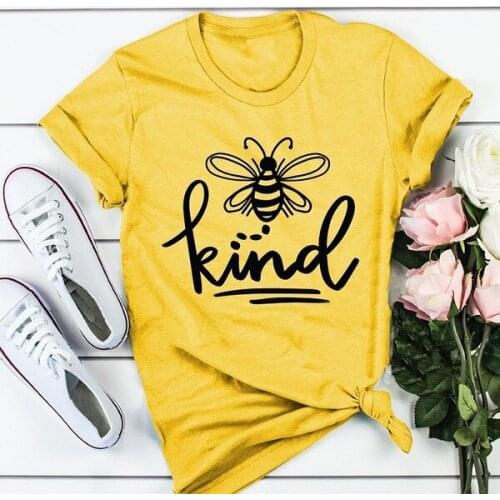 Harajuku Kawai Bee Printi Cartoon T Shirt Women Ullzang Small Fresh T-shirt 90s Graphic Fashion Tshirt Korean Style Tee Female