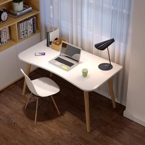 Ins Nordic Minimalist Home Computer Desktop Desk Student Writing Desk Office Modern Bedroom Solid Wood Leg Table Kids Bookshelf