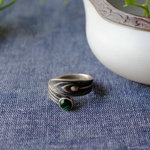 ChingMai Thailand Malachite 100% 925 Silver handmade Malachite Ring,vintage punk ring free shipping