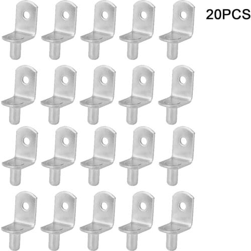 20Pcs Shelf Brackets Support Studs Pegs 5mm Metal Pin Shelves Seperator Fixed Cabinet Cupboard Glass Furniture Bracket Holder