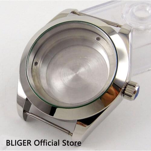 40mm BLIGER Stainless Steel Polished Round Watch Case Fit ETA 2836 MIYOTA 8215 Movement For Mens Watch