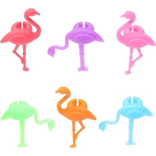 6/12PCS Silicone Wine Glass Marker Flamingo Design Drink Label Mark Glass Identification For Party Kitchen Table Decor Supplies