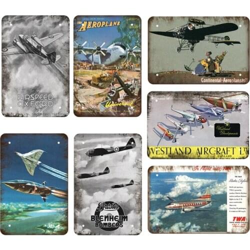 Airplane Metal Signs Wall Poster Print Vintage Plaque Retro Aircraft/Plain House Cafe Snack Shop Bar Burge Pub Home Decor