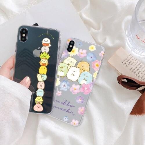 Cute Cartoon Japan Anime Sumikko Gurashi Phone Case for iPhone 7 X 6s 8 plus X XR 11 12Pro Mini Max Cover Silicone Soft TPU Girl