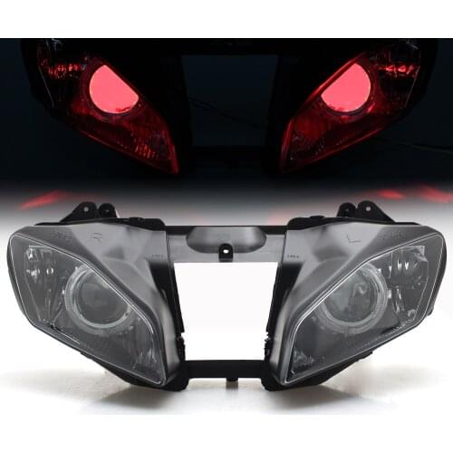 Motorcycle Assembled Headlight HID Projector Conversion Headlamp LED Red Angel Eyes Fits For Yamaha YZF-R6 2006 2007