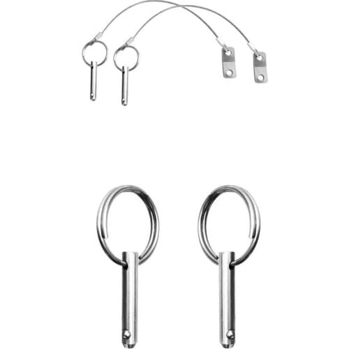 Pack Of 4 Stainless Steel Quick Release Locking Pin With Steel Wire Rope Spring Bars For Boat Hood Awning Bimini Top