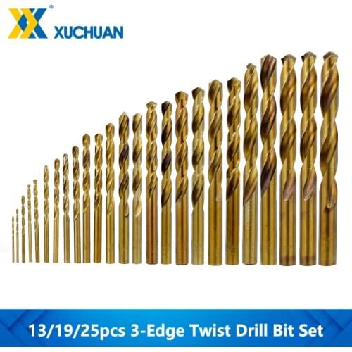 Twist Drill Bit Set 3 Edge Drilling M42 HSS Gun Drill Bit Cobalt Coating 13/19/25pcs For Stainless Steel Metal Hole Drilling