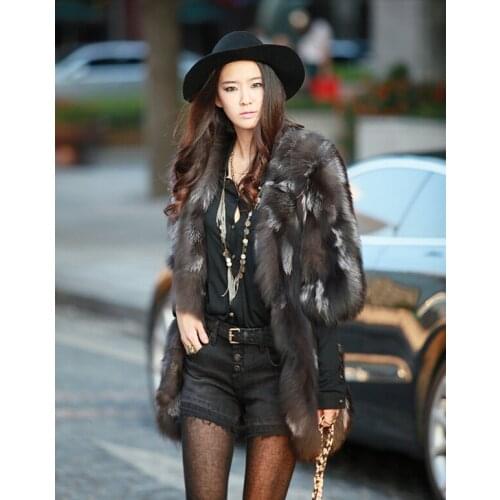 New Luxury genuine real natural fox fur coat fashion warm winter waistcoats custom big size