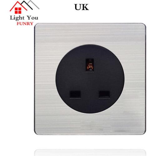 EU socket panel Black round UK France Germany standard socket power wall concealed European standard socket 86*86mm