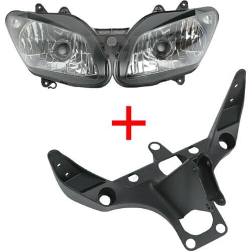 Motorcycle Headlight Head Lamp Light Assembly & Upper Stay Bracket For Yamaha YZF R1 02-03