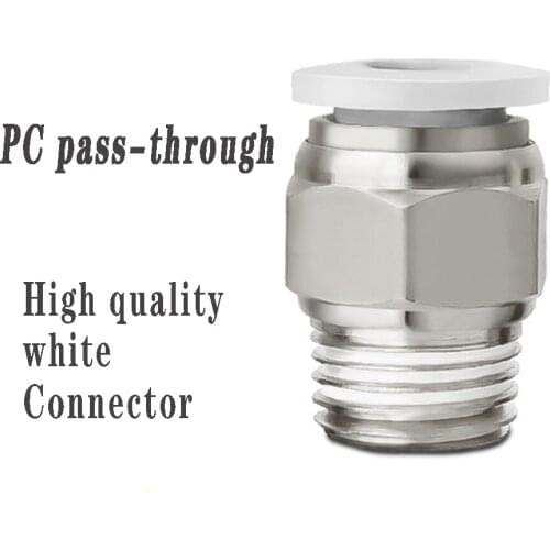 PC Pneumatic Connector White Hose Connector Male Thread Air Pipe Quick Connector 12mm 10mm 8mm 6mm 4mm 1/4" BSP 1/2" 1/8" 3/8"