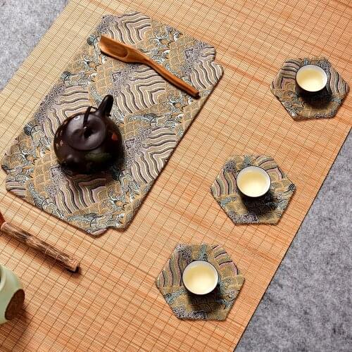 Retro Tea table tea tray tea mat Chinese Zen square small table flag cloth tea cup mat dry brewing tea table flag