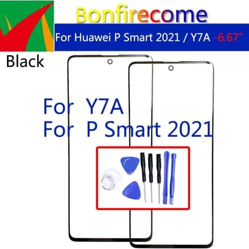 For Huawei Y7A Touch Screen Front Outer Glass Panel Lens For P Smart 2021 LCD Front Glass Replacement