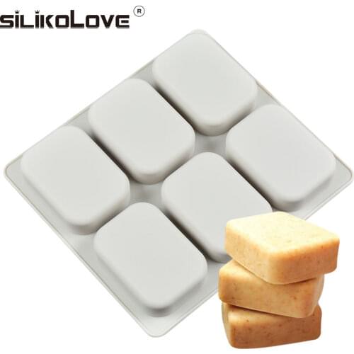 SILIKOLOVE 6 Holes Large Square Shape Silicone Soap Molds DIY Kitchen Tools Handmade Soap Making Craft Forms Moulds