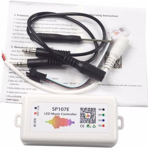 SP107E pixel IC SPI Music bluetooth WIFI RGB Controller For WS2812 SK6812 SK9822 RGBW APA102 LPD8806 Strip DC5-24V