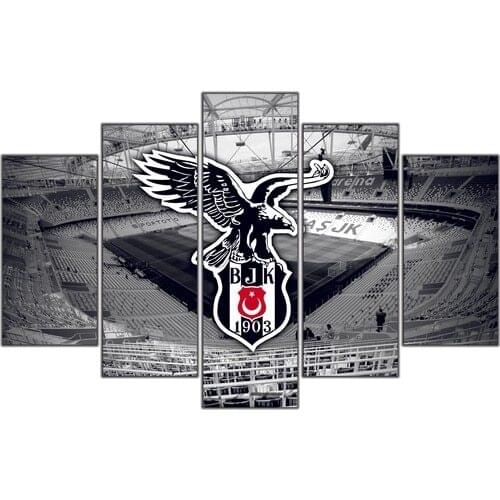Besiktas Table-Besiktas Themed 5 Piece Table-Fan Table-Besiktas Sports Club Table-Black and White wall Table