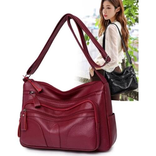 High Quality Soft Leather Crossbody Shoulder Bags For Women Hobos Multi-pocket Bolsas Feminina High capacity Women Messenger Bag