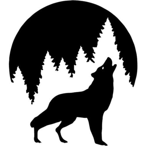 Wolf In The Moonlight High Quality Fashion Car Decoration Personality Pvc Waterproof Car Window Applique Black/white, 15cm*14cm