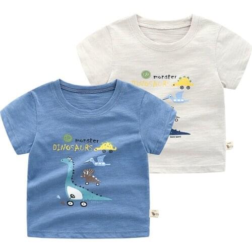High-quality Brand Summer boys girl t shirt Jurassic World dinosaur Print 100% Cotton Kids Tops baby Clothes Children clothing