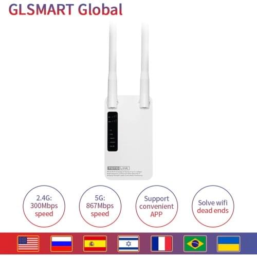 TOTOLINK EX1200M WiFi Repeater AC1200 Wireless WiFi Booster 2.4G/5Ghz Gigabit Adapter With 802.11ac High Gain Dual Antenna