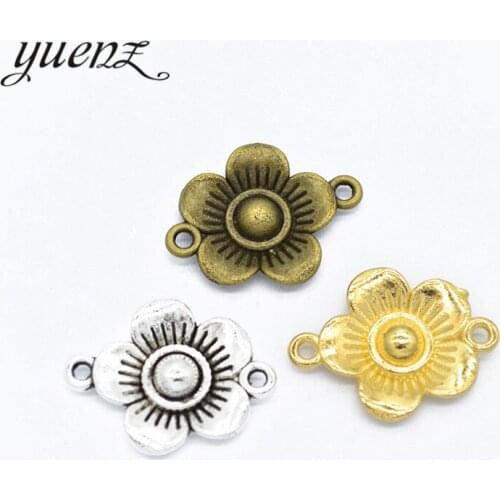 YuenZ 10pcs Antique silver color Metal flower Charms Retro DIY Fashion Handmade Pendant Charms for Jewerly Making 22*17mm Q1121