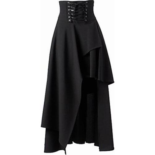 Women Spring Gothic Steampunk Long Skirt Vintage High Waist Maxi Skirts Ruffle Burlesque Skirt Retro Costume Female Clothing