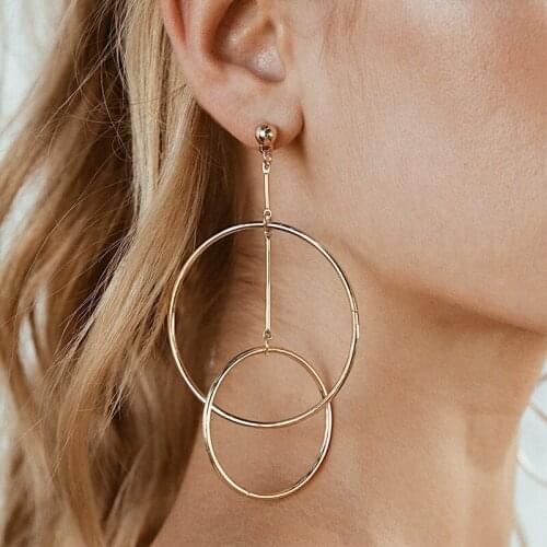 Women Fashion Exaggerated Earrings Hollow Circle Metal Earrings Creative Earrings Manufacturers