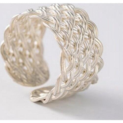 Top New 100% real S925 Silver Fashion Womens Rings Thai Handmade Silver Ring for Female Woven Twist Ladys Rings
