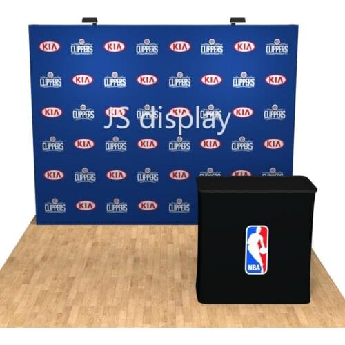 10ft Portable Straight Fabric Pop Up Stand Trade Show Display Booth Back Wall Exhibition with Custom Graphic Print