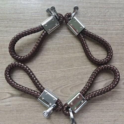 Car logo keychain with car logo metal keychain nylon braided rope key ring car key ring for bmw e46 for Audi for benz