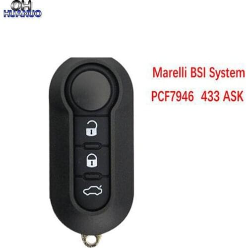 3 Button Remote Flip Car Key ASK 433Mhz For Fiat 500 Grande Punto Doblo Qubo 2006 2007 2013 Marelli System with PCF7946 Chip