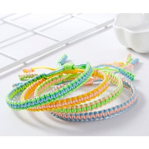 Women Bracelet Colorful Thread Braided Rope Layers Wrap Handmde Bracelets Bangles Adjustable Wristband Best Friend Lucky Jewelry