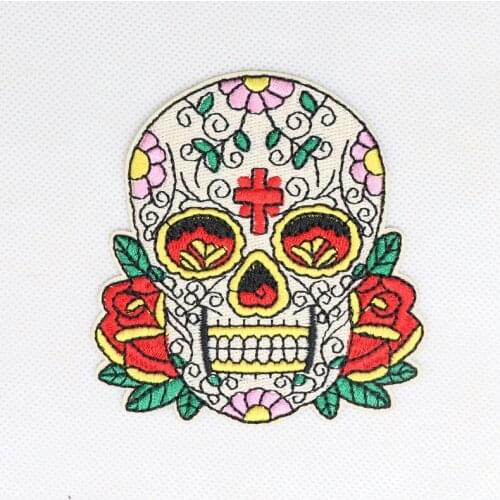Skull Head Hot melt adhesive clothing patches stripes 1pcs applique embroidery blossom DIY accessories Ultra-low prices