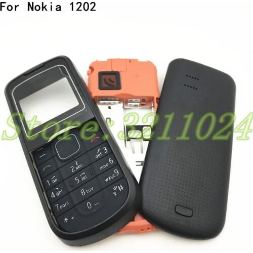 For Nokia 1202 New Full Housing Case Cover Front Frame With Key Board Display Glass+Middle Frame+Back Cover