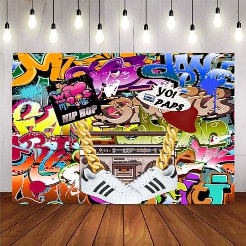80s 90s hip hop backdrop for photography graffiti wall background for photo booth studio Daikin chain photocall customize party
