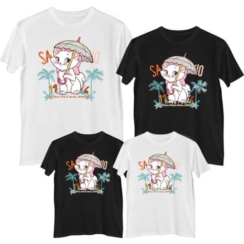 Disney The Aristocats Marie Cat T shirt Comfortable 100% cotton Fashion Womens shirt T-shirt for girls mom and daughter dress