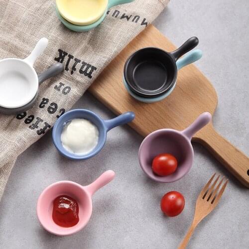 Matt frosted seasoning dip saucer with handle ceramic seasoning saucer chili sauce saucer ketchup